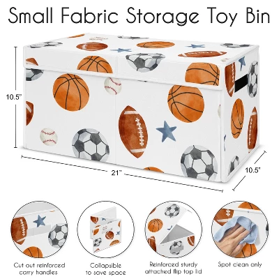 Sweet Jojo Designs Boy Fabric Storage Toy Bin Watercolor Sports Theme Blue Brown And Orange 7 Sweet Jojo Designs Boy Fabric Storage Toy Bin Watercolor Sports Theme Blue Brown And Orange - Image 5
