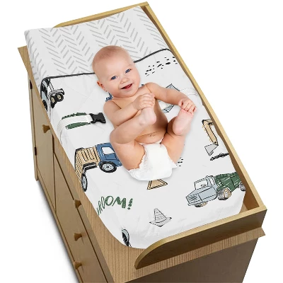 Sweet Jojo Designs Boy Changing Pad Cover Construction Truck Green Blue And Grey 3 Sweet Jojo Designs Boy Changing Pad Cover Construction Truck Green Blue And Grey