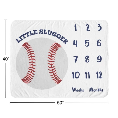 Sweet Jojo Designs Boy Milestone Swaddle Baby Blanket Baseball Patch Collection 4 Sweet Jojo Designs Boy Milestone Swaddle Baby Blanket Baseball Patch Collection - Image 2