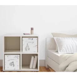 Sweet Jojo Designs Boy Or Girl Gender Neutral Unisex Set Of 2 Kids' Decorative Fabric Storage Bins Serengeti Animals Multicolor