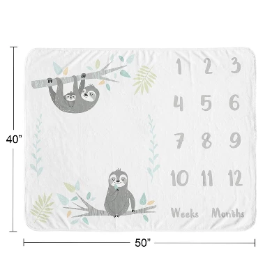 Sweet Jojo Designs Gender Neutral Baby Milestone Blanket Sloth Blue Grey And White 4 Sweet Jojo Designs Gender Neutral Baby Milestone Blanket Sloth Blue Grey And White - Image 2