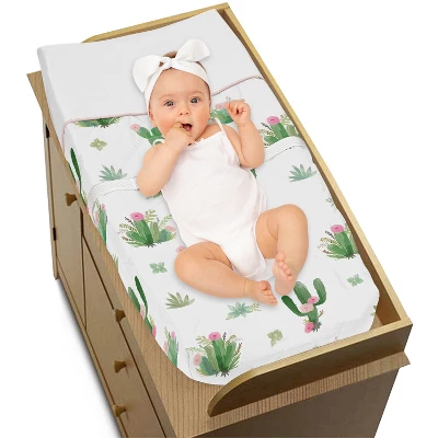 Sweet Jojo Designs Girl Changing Pad Cover Cactus Floral Green Pink And White 3 Sweet Jojo Designs Girl Changing Pad Cover Cactus Floral Green Pink And White