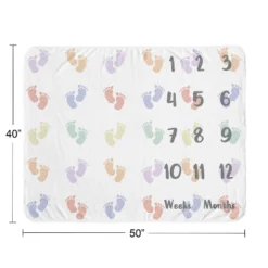 Sweet Jojo Designs Gender Neutral Unisex Baby Milestone Blanket Baby Footprints Multicolor -Sweet Jojo Designs Shop GUEST 0f294eb7 60be 4022 9676 b19d7167caeb