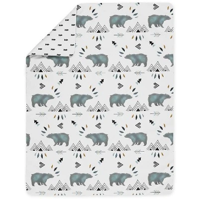 Sweet Jojo Designs Boy Toddler Bedding Set Bear Mountain White And Blue 5pc 5 Sweet Jojo Designs Boy Toddler Bedding Set Bear Mountain White And Blue 5pc - Image 3