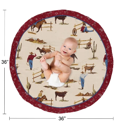 Sweet Jojo Designs Boy Baby Tummy Time Playmat Wild West Taupe Red And Blue 5 Sweet Jojo Designs Boy Baby Tummy Time Playmat Wild West Taupe Red And Blue - Image 3