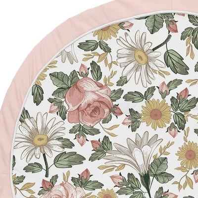 Sweet Jojo Designs Girl Baby Tummy Time Playmat Vintage Floral Pink Green And Yellow 4 Sweet Jojo Designs Girl Baby Tummy Time Playmat Vintage Floral Pink Green And Yellow - Image 2