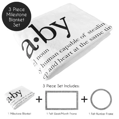 Sweet Jojo Designs Gender Neutral Unisex Baby Milestone Blanket Dictionary Black And White 3 Sweet Jojo Designs Gender Neutral Unisex Baby Milestone Blanket Dictionary Black And White