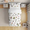 Sweet Jojo Designs Boy Girl Gender Neutral Unisex Toddler Bedding Set Watercolor Woodland Forest Animals Green Brown White 5pc