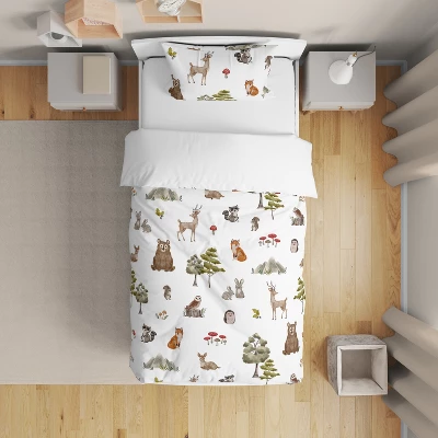 Sweet Jojo Designs Boy Girl Gender Neutral Unisex Toddler Bedding Set Watercolor Woodland Forest Animals Green Brown White 5pc 3 Sweet Jojo Designs Boy Girl Gender Neutral Unisex Toddler Bedding Set Watercolor Woodland Forest Animals Green Brown White 5pc