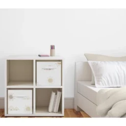 Sweet Jojo Designs Boy Or Girl Gender Neutral Unisex Set Of 2 Kids' Decorative Fabric Storage Bins Desert Sun Taupe And Ivory