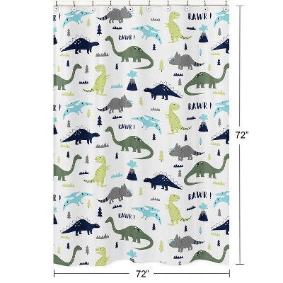 Sweet Jojo Designs Shower Curtain 72in.x72in. Mod Dinosaur Blue And Green 6 Sweet Jojo Designs Shower Curtain 72in.x72in. Mod Dinosaur Blue And Green - Image 4