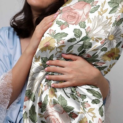 Sweet Jojo Designs Decorative Satin Pillowcases Vintage Floral Pink Green 2pc 3 Sweet Jojo Designs Decorative Satin Pillowcases Vintage Floral Pink Green 2pc