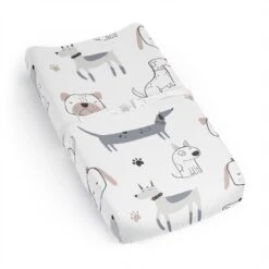 Sweet Jojo Designs Boy, Girl, Unisex/Gender Neutral Changing Pad Sheet Cartoon Puppy Grey Taupe And Blue -Sweet Jojo Designs Shop GUEST 1ea32560 dada 4b2b 912b 067430a68bc0