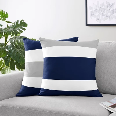 Sweet Jojo Designs Boy, Girl, Unisex/Gender Neutral Decorative Throw Pillow Covers 18in. (Pillow Inserts Not Included) Stripe Blue Grey And White 2pc 3 Sweet Jojo Designs Boy, Girl, Unisex/Gender Neutral Decorative Throw Pillow Covers 18in. (Pillow Inserts Not Included) Stripe Blue Grey And White 2pc