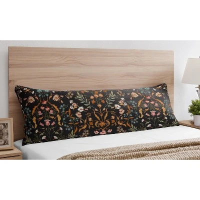 Sweet Jojo Designs Girl Body Pillow Cover (Pillow Not Included) 54in.x20in. Boho Floral Wildflower Black And Orange 4 Sweet Jojo Designs Girl Body Pillow Cover (Pillow Not Included) 54in.x20in. Boho Floral Wildflower Black And Orange - Image 2