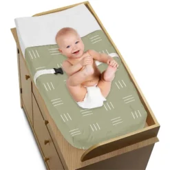 Sweet Jojo Designs Boy Or Girl Gender Neutral Unisex Changing Pad Cover Boho Hatch Green And White