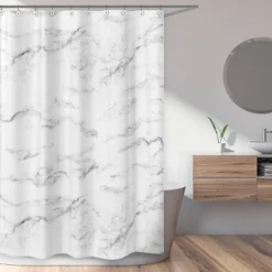 Sweet Jojo Designs Shower Curtain 72in.x72in. Marble Black, White And Grey