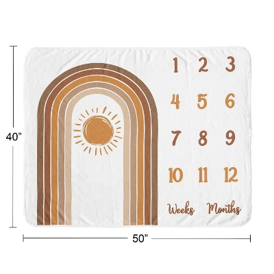 Sweet Jojo Designs Boy Or Girl Gender Neutral Unisex Milestone Swaddle Baby Blanket Boho Sun Orange And Taupe 4 Sweet Jojo Designs Boy Or Girl Gender Neutral Unisex Milestone Swaddle Baby Blanket Boho Sun Orange And Taupe - Image 2
