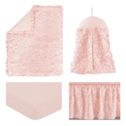 Sweet Jojo Designs Girl Baby Crib Bedding Set - Rose Collection Pink 4pc