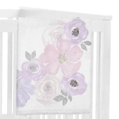 Sweet Jojo Designs Girl Milestone Swaddle Baby Blanket Watercolor Floral Purple Grey And Pink