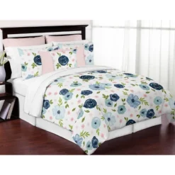 Sweet Jojo Designs Set Of 2 Decorative Accent Kids' Throw Pillows 18in. Watercolor Floral Blue Pink And White -Sweet Jojo Designs Shop GUEST 2c46093b f4d5 4534 9ab7 5dffe25da612