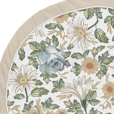 Sweet Jojo Designs Girl Baby Tummy Time Playmat Vintage Floral Blue Yellow And Beige 4 Sweet Jojo Designs Girl Baby Tummy Time Playmat Vintage Floral Blue Yellow And Beige - Image 2