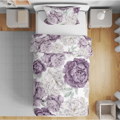 Sweet Jojo Designs Girl Toddler Bedding Set Peony Floral Garden Purple Ivory And Green 5pc 3 Sweet Jojo Designs Girl Toddler Bedding Set Peony Floral Garden Purple Ivory And Green 5pc