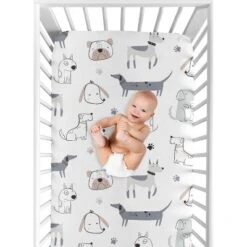 Sweet Jojo Designs Boy Baby Fitted Crib Sheet Cartoon Puppy White Taupe And Blue -Sweet Jojo Designs Shop GUEST 38bfe789 c923 4dfb 9198 2f0df6a08321