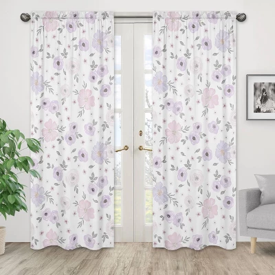2pc Sweet Jojo Designs Watercolor Floral Window Panels Lavender/Gray 3 2pc Sweet Jojo Designs Watercolor Floral Window Panels Lavender/Gray