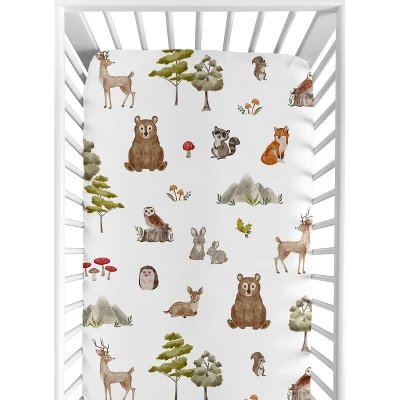 Sweet Jojo Designs Boy Girl Gender Neutral Unisex Fitted Crib Sheets Set Watercolor Woodland Forest Animals Green Brown White 2pc 3 Sweet Jojo Designs Boy Girl Gender Neutral Unisex Fitted Crib Sheets Set Watercolor Woodland Forest Animals Green Brown White 2pc