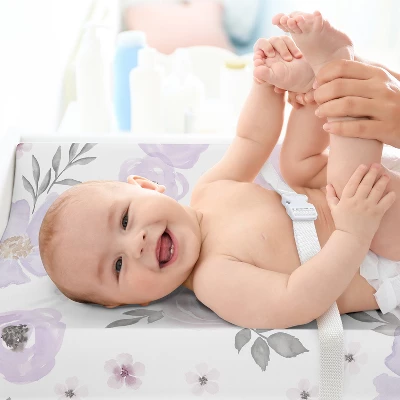 Sweet Jojo Designs Girl Changing Pad Sheet Watercolor Floral Purple Pink And Grey 4 Sweet Jojo Designs Girl Changing Pad Sheet Watercolor Floral Purple Pink And Grey - Image 2