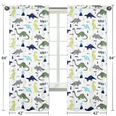 Sweet Jojo Designs Boy Window Curtain Panels Drapes 84in Mod Dinosaur Blue And Green 6 Sweet Jojo Designs Boy Window Curtain Panels Drapes 84in Mod Dinosaur Blue And Green - Image 4
