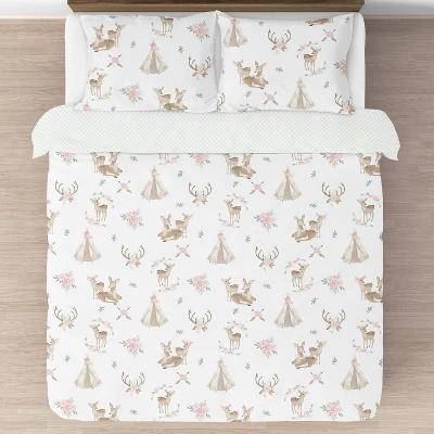 Sweet Jojo Designs Full/Queen Comforter Bedding Set Deer Floral White Taupe And Pink 3pc 4 Sweet Jojo Designs Full/Queen Comforter Bedding Set Deer Floral White Taupe And Pink 3pc - Image 2