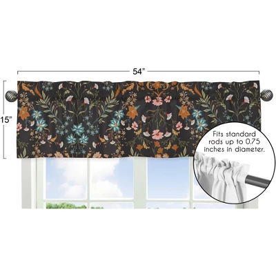 Sweet Jojo Designs Girl Window Valance Treatment 54in. Boho Floral Wildflower Black Orange And Blue 6 Sweet Jojo Designs Girl Window Valance Treatment 54in. Boho Floral Wildflower Black Orange And Blue - Image 4