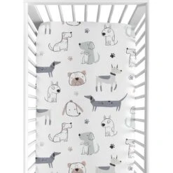 Sweet Jojo Designs Boy Baby Fitted Crib Sheet Cartoon Puppy White Taupe And Blue -Sweet Jojo Designs Shop GUEST 437c6bb8 1f77 4de4 889a 7a286c141934