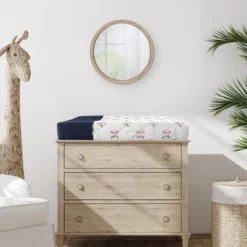 Sweet Jojo Designs Boy Changing Pad Cover Baseball Patch Red White And Blue