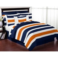 Sweet Jojo Designs Boy Girl Unisex/Gender Neutral Decorative Throw Pillow Covers 18in. (Pillow Inserts Not Included) Stripe Blue Orange And White 2pc -Sweet Jojo Designs Shop GUEST 46a22393 7ab0 4871 bd61 5e73e16e5a7a