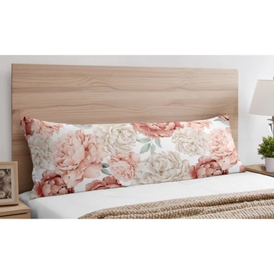 Sweet Jojo Designs Girl Body Pillow Cover (Pillow Not Included) 54in.x20in. Peony Floral Garden Pink And Ivory 3 Sweet Jojo Designs Girl Body Pillow Cover (Pillow Not Included) 54in.x20in. Peony Floral Garden Pink And Ivory