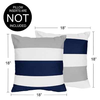Sweet Jojo Designs Boy, Girl, Unisex/Gender Neutral Decorative Throw Pillow Covers 18in. (Pillow Inserts Not Included) Stripe Blue Grey And White 2pc 5 Sweet Jojo Designs Boy, Girl, Unisex/Gender Neutral Decorative Throw Pillow Covers 18in. (Pillow Inserts Not Included) Stripe Blue Grey And White 2pc - Image 3