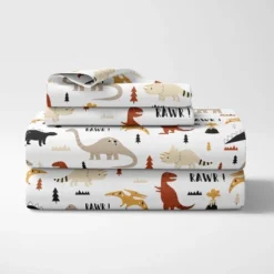 Queen Mod Dino Sheet Set Black/Orange - Sweet Jojo Designs