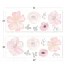 Sweet Jojo Designs Large Wall Decal Stickers Art Nursery Décor Watercolor Floral Pink Grey And White 2pc