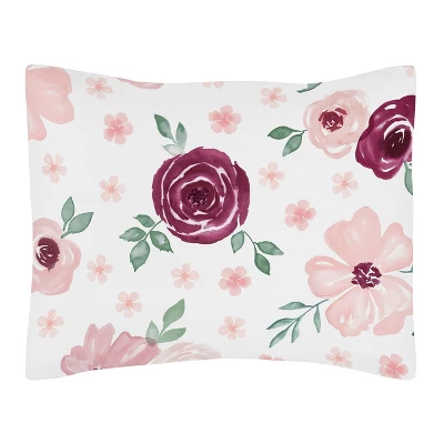 Watercolor Floral Bedding Set Burgundy Wine/Pink - Sweet Jojo Designs 4 Watercolor Floral Bedding Set Burgundy Wine/Pink - Sweet Jojo Designs - Image 2