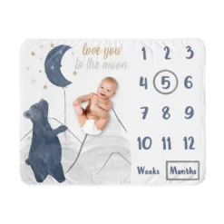 Sweet Jojo Designs Gender Neutral Baby Milestone Blanket Bear And Moon Blue Gold And White -Sweet Jojo Designs Shop GUEST 567f05f1 62fc 40ad 8031 91ac315f704d