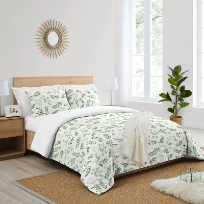 Sweet Jojo Designs Full/Queen Comforter Bedding Set Botanical Green And White 3 Pc 3 Sweet Jojo Designs Full/Queen Comforter Bedding Set Botanical Green And White 3 Pc