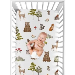 Sweet Jojo Designs Gender Neutral Unisex Baby Fitted Crib Sheet Watercolor Woodland Forest Animals Green Brown White -Sweet Jojo Designs Shop GUEST 59440579 a166 4605 960d a021b4f3a241