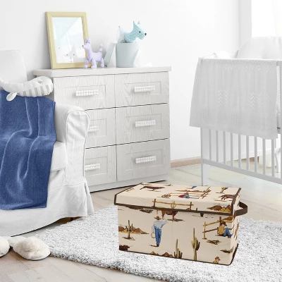 Sweet Jojo Designs Boy Fabric Storage Toy Bin Wild West Collection Brown Red Blue White 5 Sweet Jojo Designs Boy Fabric Storage Toy Bin Wild West Collection Brown Red Blue White - Image 3