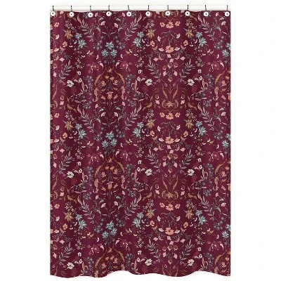 Sweet Jojo Designs Shower Curtain 72in.x72in. Boho Floral Wildflower Red Orange And Blue 8 Sweet Jojo Designs Shower Curtain 72in.x72in. Boho Floral Wildflower Red Orange And Blue - Image 6