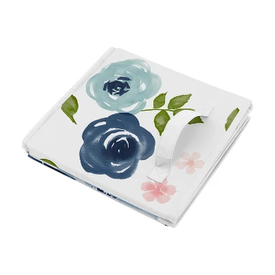 Sweet Jojo Designs Girl Fabric Storage Toy Bin Watercolor Floral Blue Pink And Grey 5 Sweet Jojo Designs Girl Fabric Storage Toy Bin Watercolor Floral Blue Pink And Grey - Image 3