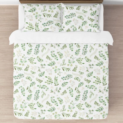 Sweet Jojo Designs Full/Queen Comforter Bedding Set Botanical Green And White 3 Pc 4 Sweet Jojo Designs Full/Queen Comforter Bedding Set Botanical Green And White 3 Pc - Image 2