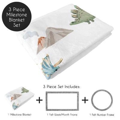Sweet Jojo Designs Boy Baby Milestone Blanket Watercolor Dinosaur Dino Multicolor 3 Sweet Jojo Designs Boy Baby Milestone Blanket Watercolor Dinosaur Dino Multicolor